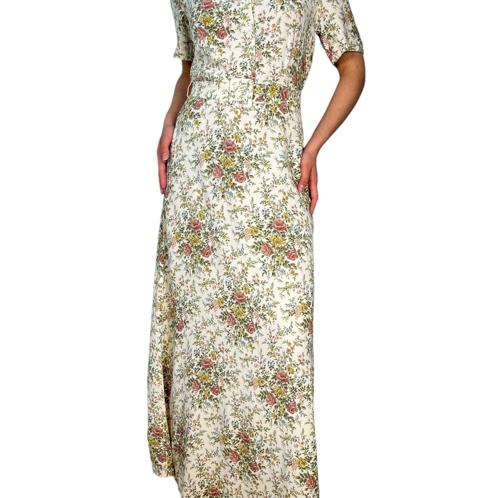 Zara Floral Cream Maxi Shirt Dress - Picture 2 of 3
